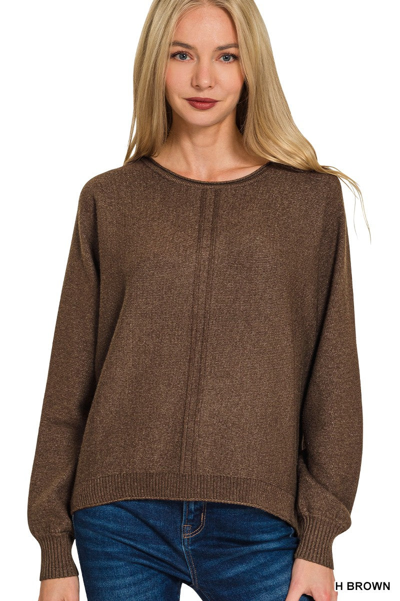 Summer Viscose Round Neck Sweater Brown