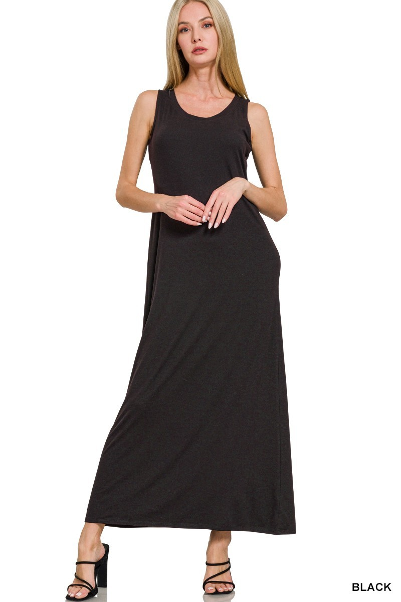 Scoop Neck Maxi Dress, Black