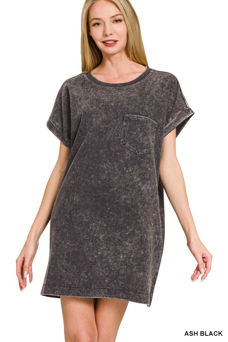 Washed T-Shirt Dress, Ash