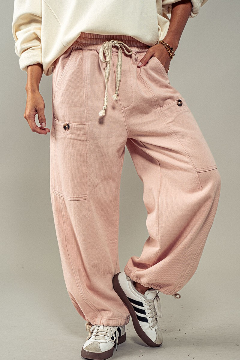 Cargo Pants w Drawstring, Pink