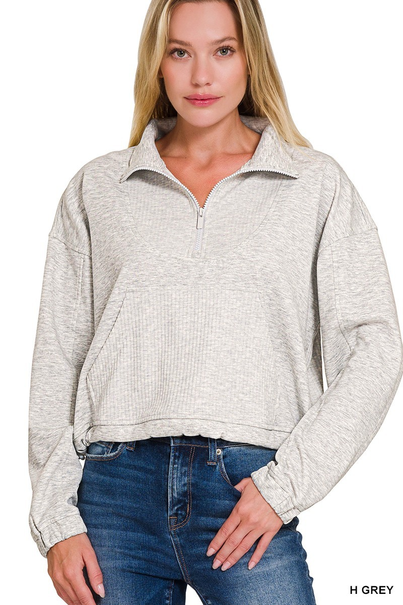 Mel Half Zip Pullover, H. Gray