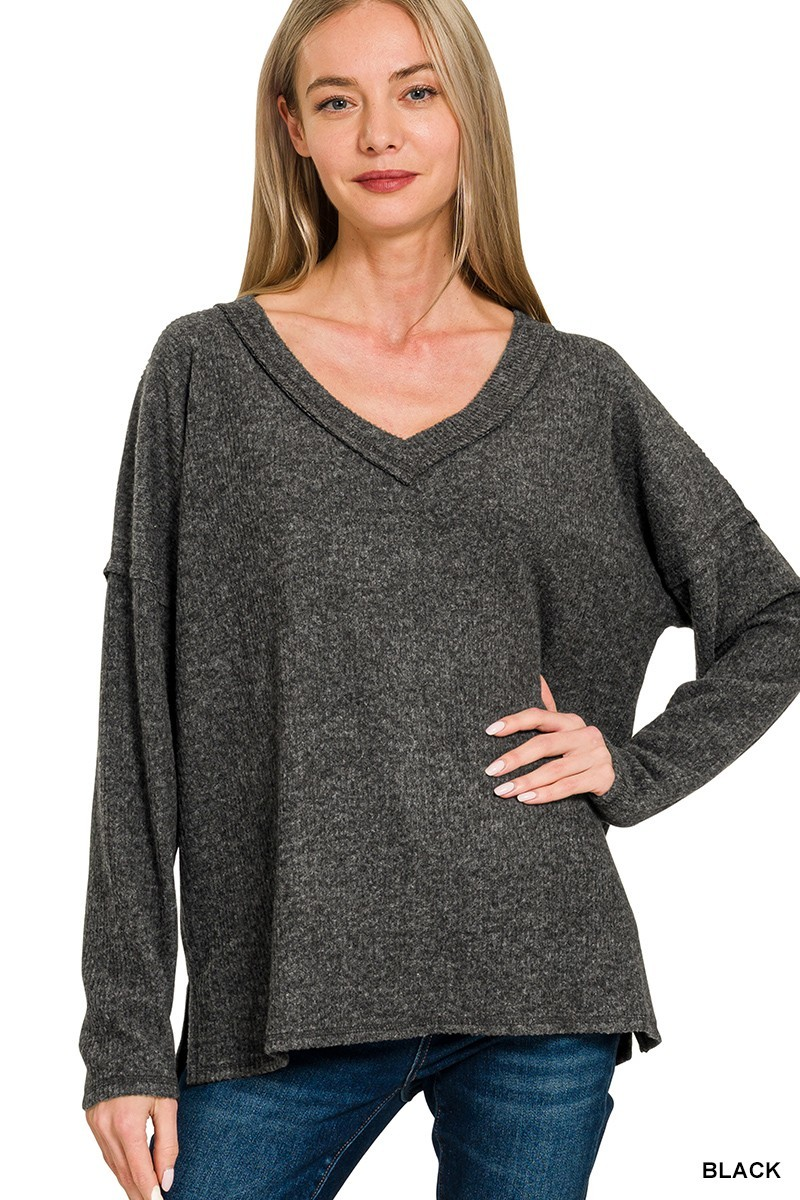 Mia V Neck Long Sleeve, Black