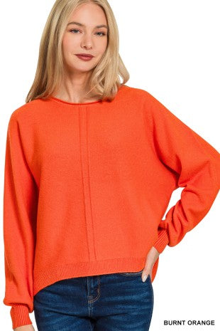 Summer Viscose Round Neck Sweater Orange