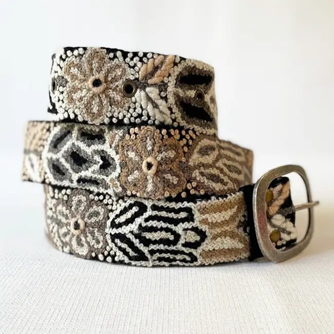 Monochromatic Embroidered Wool Belt