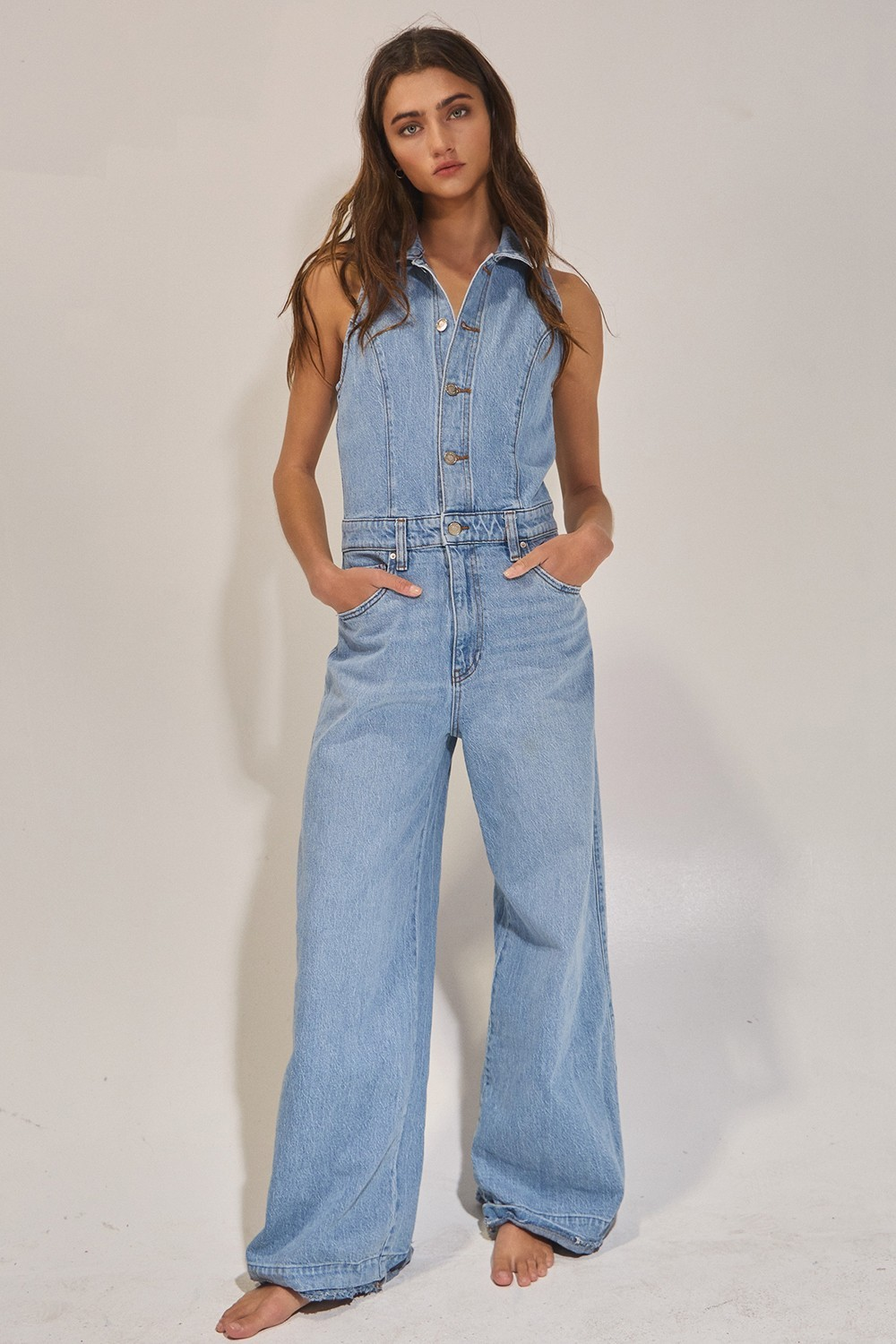 Gia Wide Leg Denim Jumpsuit