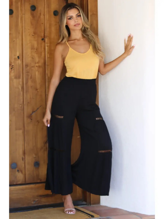 Wren Wide Leg Pants, Black