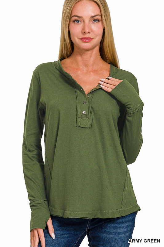 Emery Long Sleeve, Army Green