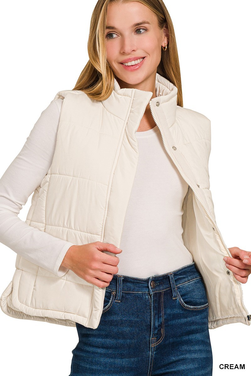 Quilted Vest, Cream