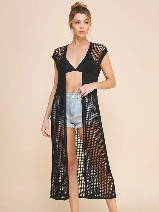 Open Knit Cardi, Black