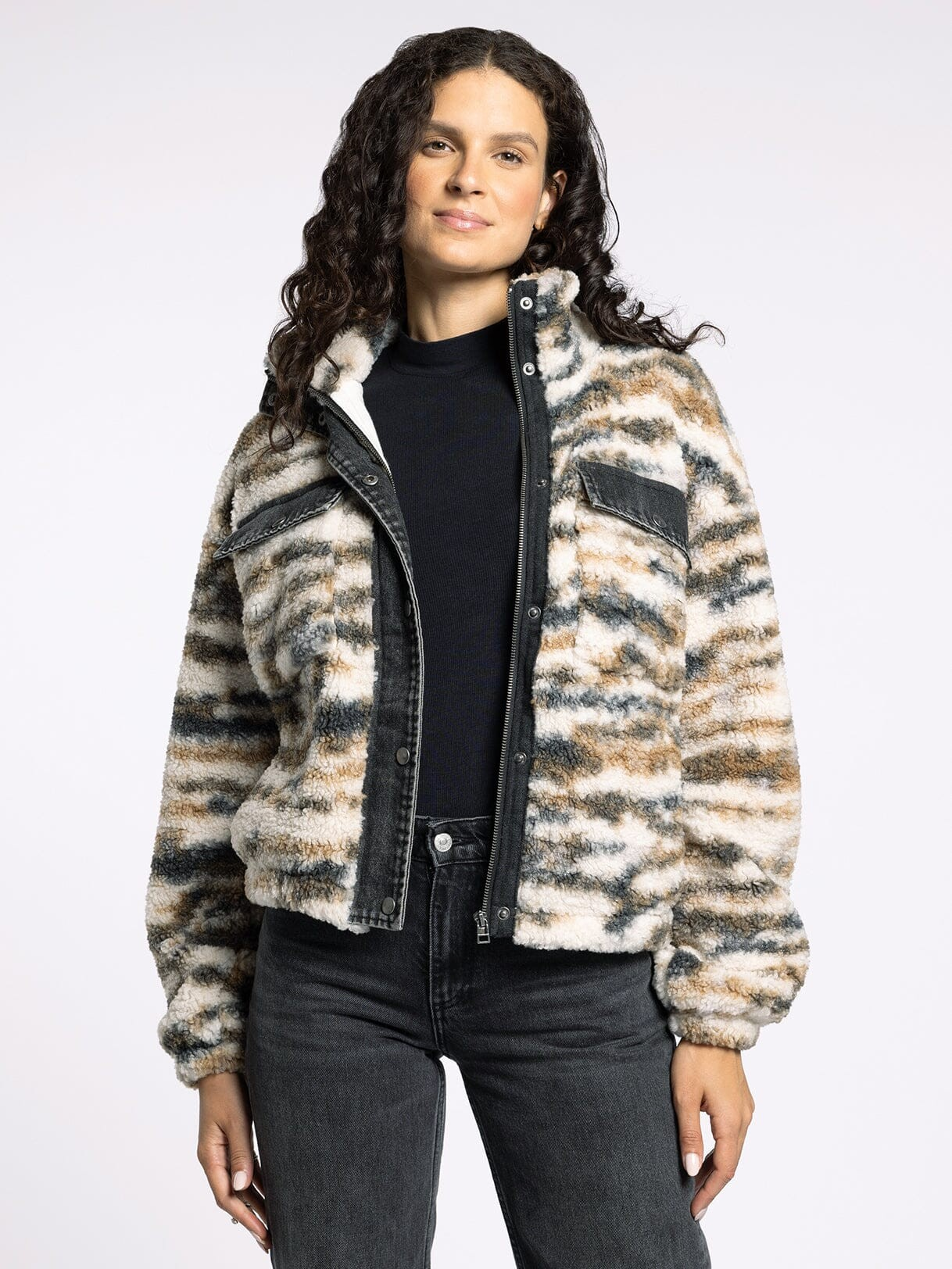 Leona Jacket, White & Brown