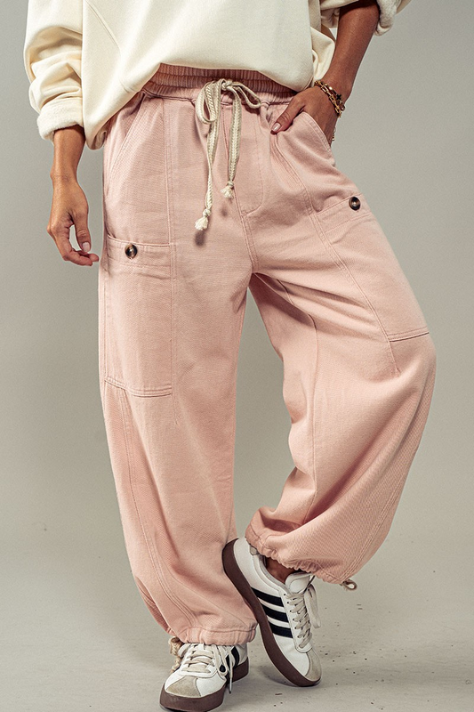 Cargo Pants w Drawstring, Pink