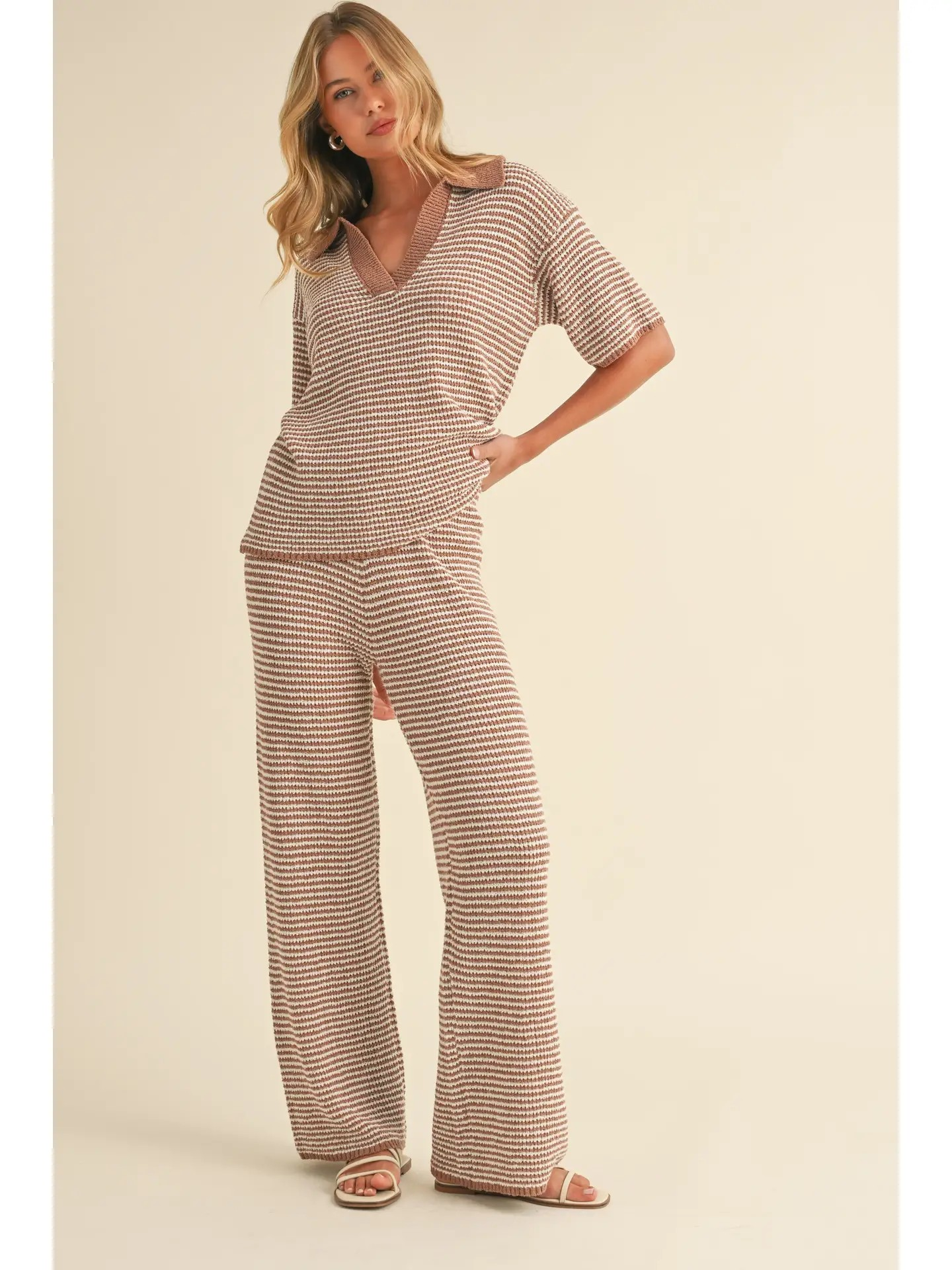 Finley Sweater Set, Mocha Cream