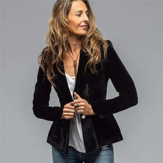 Jade Velvet Blazer, Black